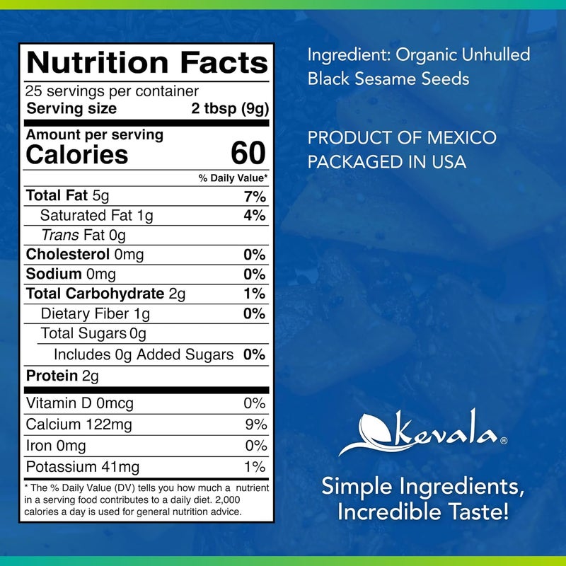 Kevala Organic Raw Black Sesame Seeds 16 Oz - Image 2
