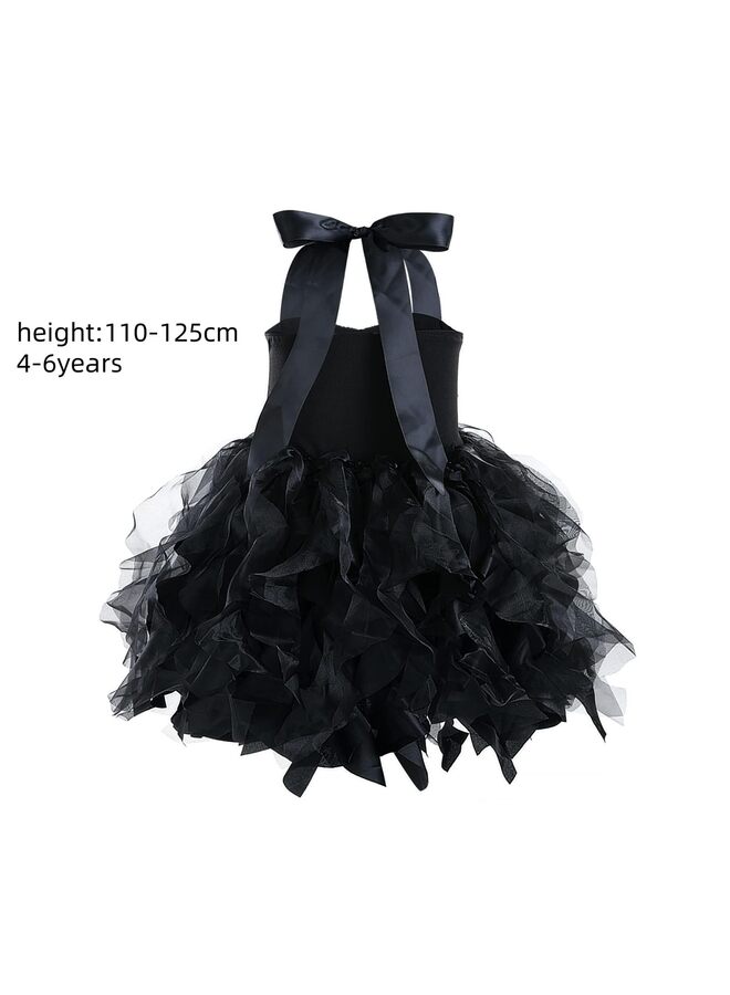 LAMAY Tutu Dress for Girls Sparkly Sequin Tulle Princess Birthday Party Prom Outfit Toddler Girls Sneaker Ball Gown Dress (Black, 125) - Image 2