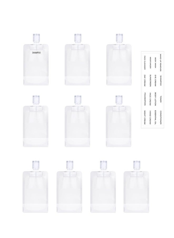 ASEVAT Leak Proof Empty Squeeze Pouches,Refillable Travel Pouches for Toiletries Portable,Travel Fluid Makeup Packing Bag for Lotion Shampoo Face Cream Hand Soap (9 oz-6 pack), Clear+1oz, 1 oz, Flap - Image 1
