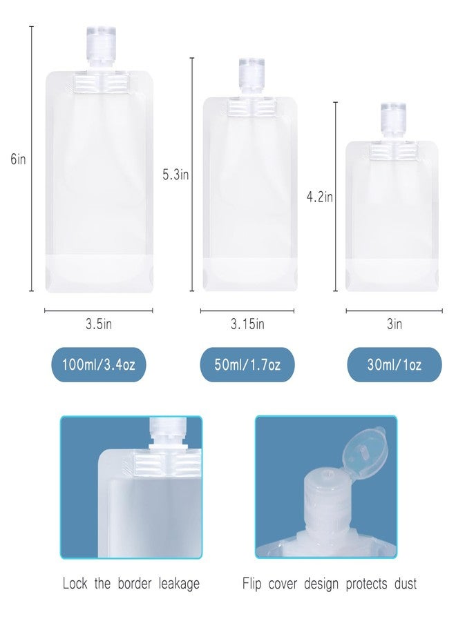 ASEVAT Leak Proof Empty Squeeze Pouches,Refillable Travel Pouches for Toiletries Portable,Travel Fluid Makeup Packing Bag for Lotion Shampoo Face Cream Hand Soap (9 oz-6 pack), Clear+1oz, 1 oz, Flap - Image 5
