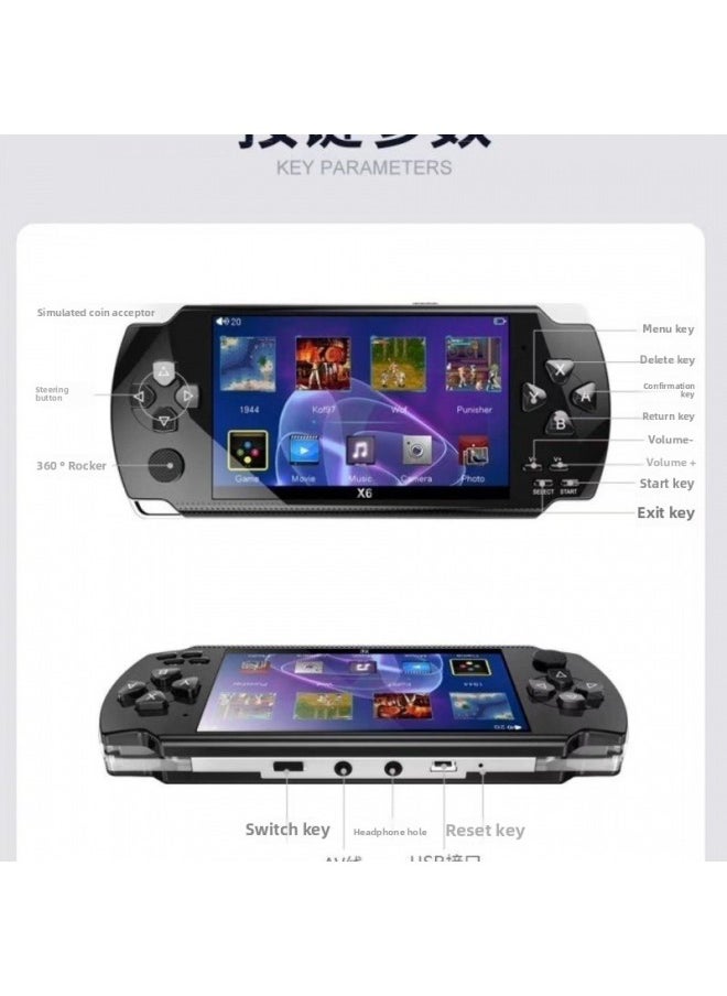 Generic - Pocket P Game Console MP5 MP3 MP4 Music Player E-book Reader Video Player-Body Color:4.3inch Black 4gb1000 Game-Memory Capacity:Default - Image 1