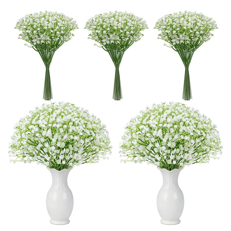 Der Rose 24PCS White Babys Breath Artificial Flowers11 Elegant Faux Baby Breath Flowers for Wedding Home Decor Table Centerpieces DIY Fake Flowers - Image 2