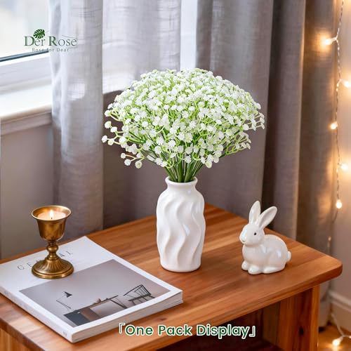 Der Rose 24PCS White Babys Breath Artificial Flowers11 Elegant Faux Baby Breath Flowers for Wedding Home Decor Table Centerpieces DIY Fake Flowers - Image 3