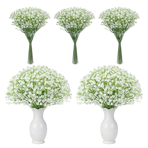 Der Rose 24PCS White Babys Breath Artificial Flowers11 Elegant Faux Baby Breath Flowers for Wedding Home Decor Table Centerpieces DIY Fake Flowers - Image 1