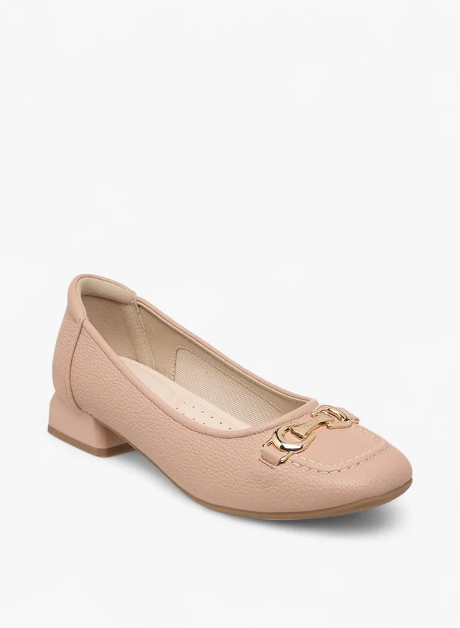 Celeste Women's Metal Accent Slip-On Ballerina Shoes with Block Heels
