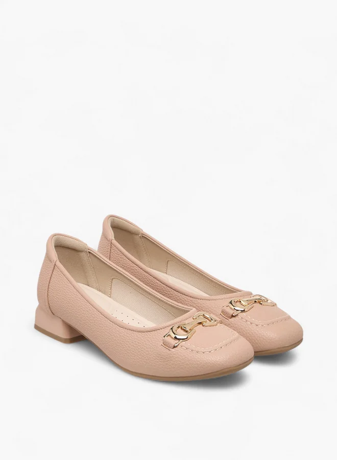 Celeste Women's Metal Accent Slip-On Ballerina Shoes with Block Heels