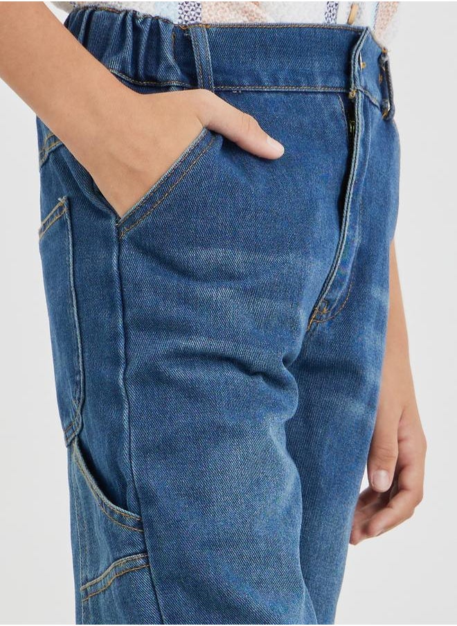 Styli Styli Boys Dark Blue Mid Rise Whiskered Jogger Fit Jeans  - Image 3