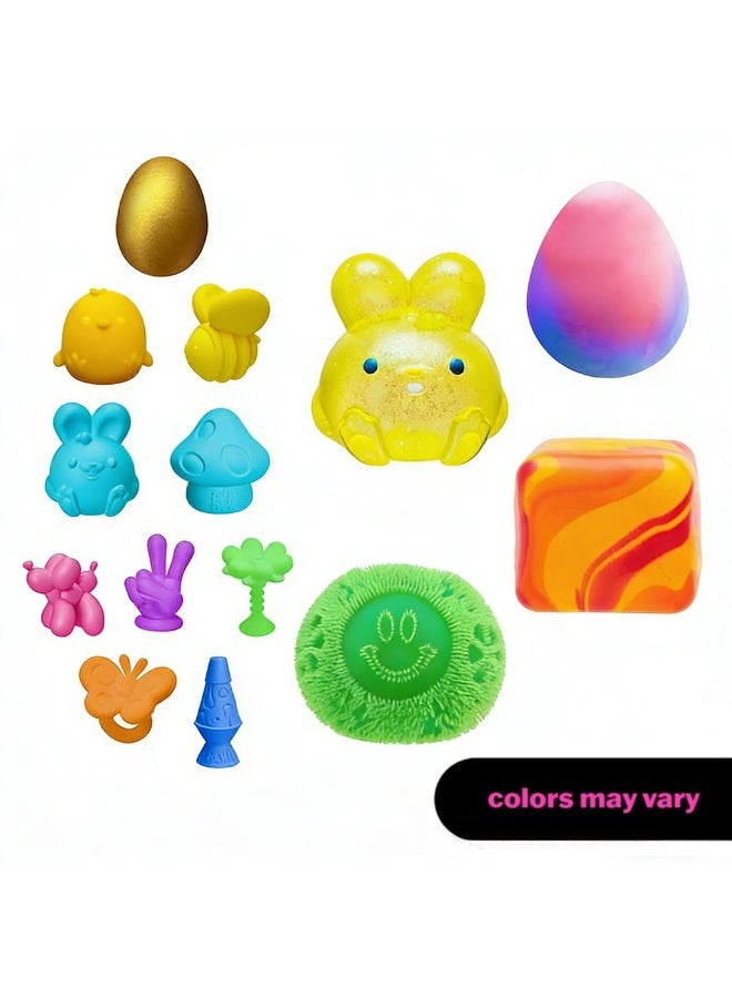 Golden Egg Hunt Squishy Surprise Set | 10-Pack Fidget Toys + 4 Squeeze Eggs (Colors May Vary) | Stress Relief Sensory Toys for Kids & Adults - Image 2