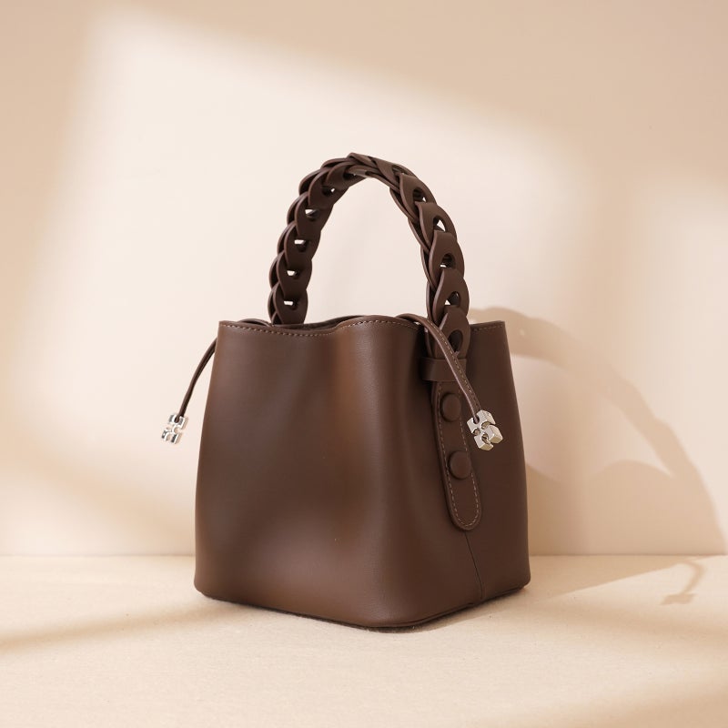 Woven Bucket Bag Bucket Bag Women'S High-End Sense Clutch Bag Handbag Women'S Mini Niche Vegetable Basket Bag - Image 2
