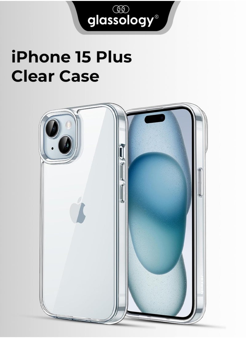 glassology iPhone 15 Plus Shockproof Anti Yellowing Crystal Clear Protection Bumper Case Cover for iPhone 15 Plus (Transparent)  - Image 1