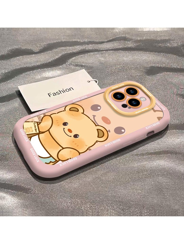 NIBEMINENT Cute Cheeky Bear Protective TPU Case Cover For iPhone 14 Pro Max, Pink