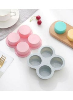Generic 4 Cavity 2 Pcs Egg Molds Reusable Silicone Air Fryer Egg Mold Non-Stick Air Fryer Baking Pan Silicone Muffin Pans For Baking Hamburger Bun Pan Air Fryer Accessories  - Image 3