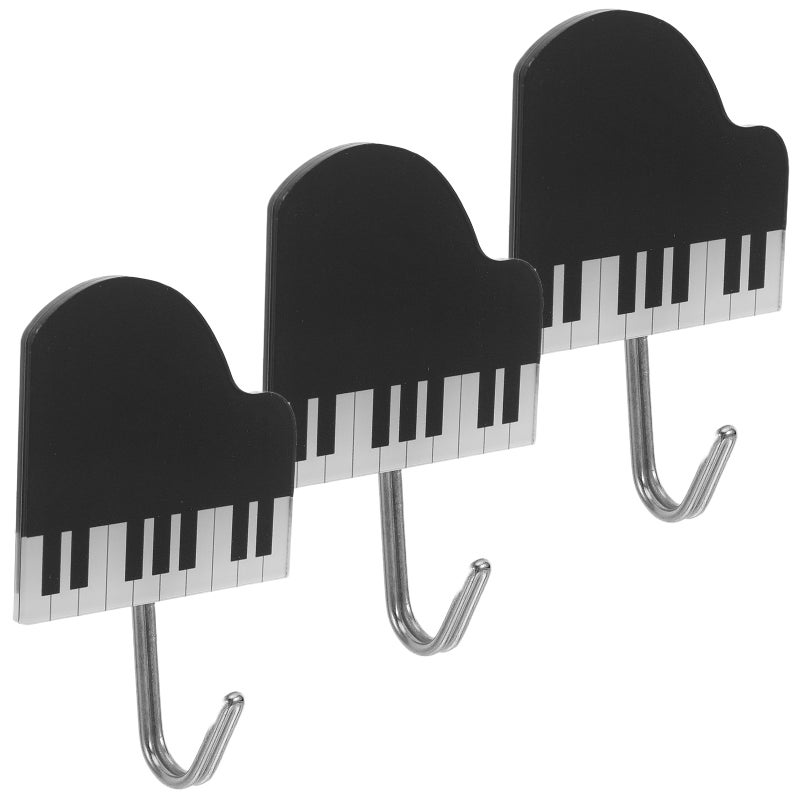 3pcs Wall Hangers Without Nails - No Drill Piano Design Adhesive Utility Hooks For Bathroom And Kitchen - Wall Mounted Sticky Towel Hooks For Shower Keys Clothes Organization - Image 4