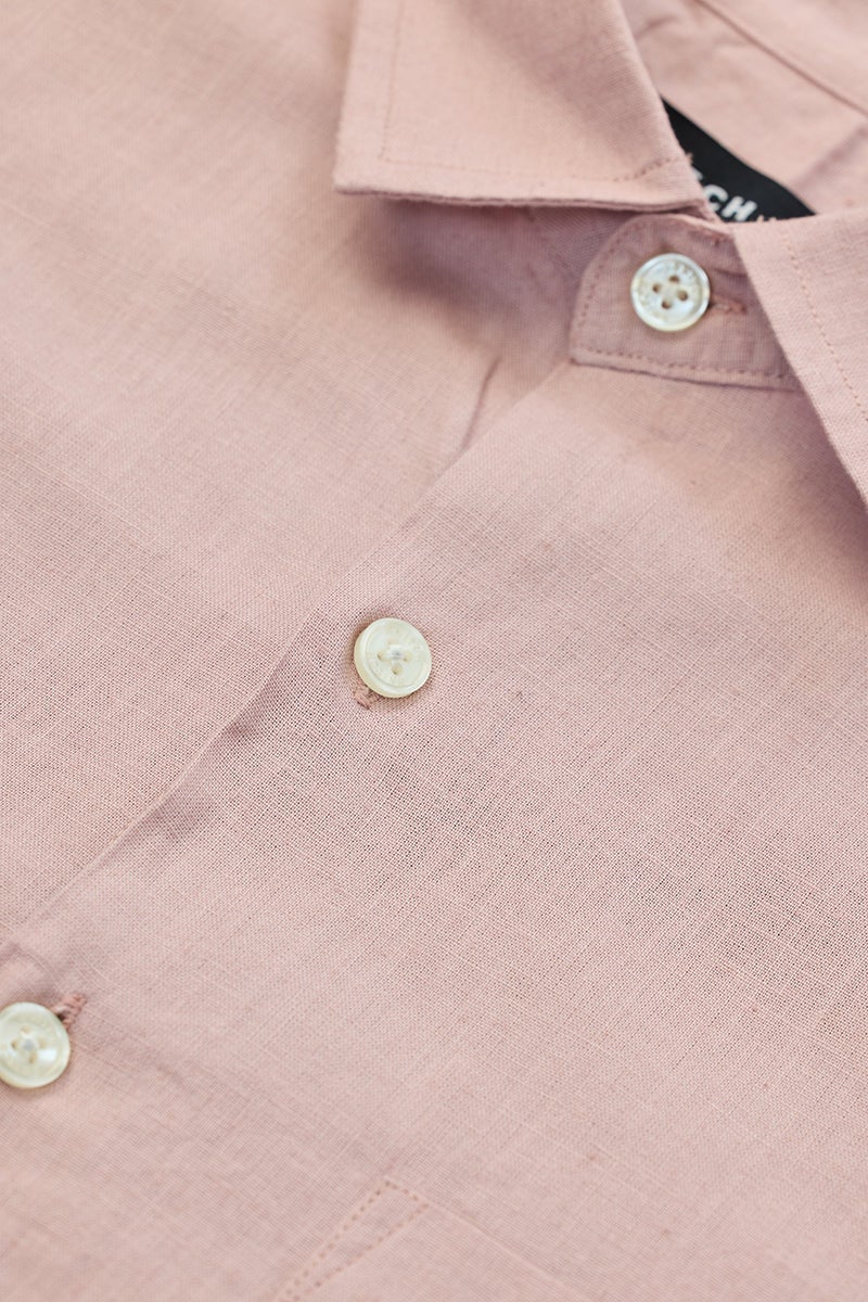 SNITCH Pastel Pink Slim Fit Linen Blend Shirt - Image 2