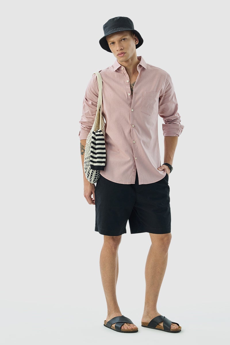 SNITCH Pastel Pink Slim Fit Linen Blend Shirt - Image 3
