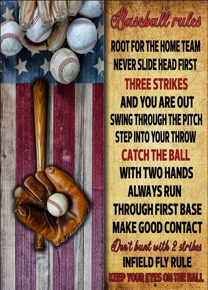 Nichpedr Adults Kids 300 Pieces Wooden Jigsaw Puzzle Baseball Rules Baseball Gift for Baseball Players Puzzle Challenging Educational Fun Family Games Toys Gifts for Home Kitchen Decor Family Activities - Image 1