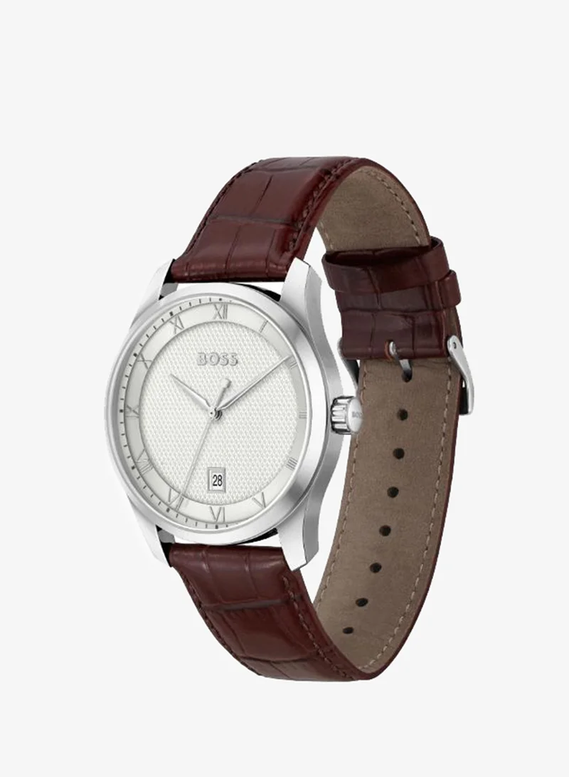 BOSS  3-Hand Principle Collection Quartz Movement Watch For Men With Brown Leather Strap - 1514114 for Men | Best Price UAE