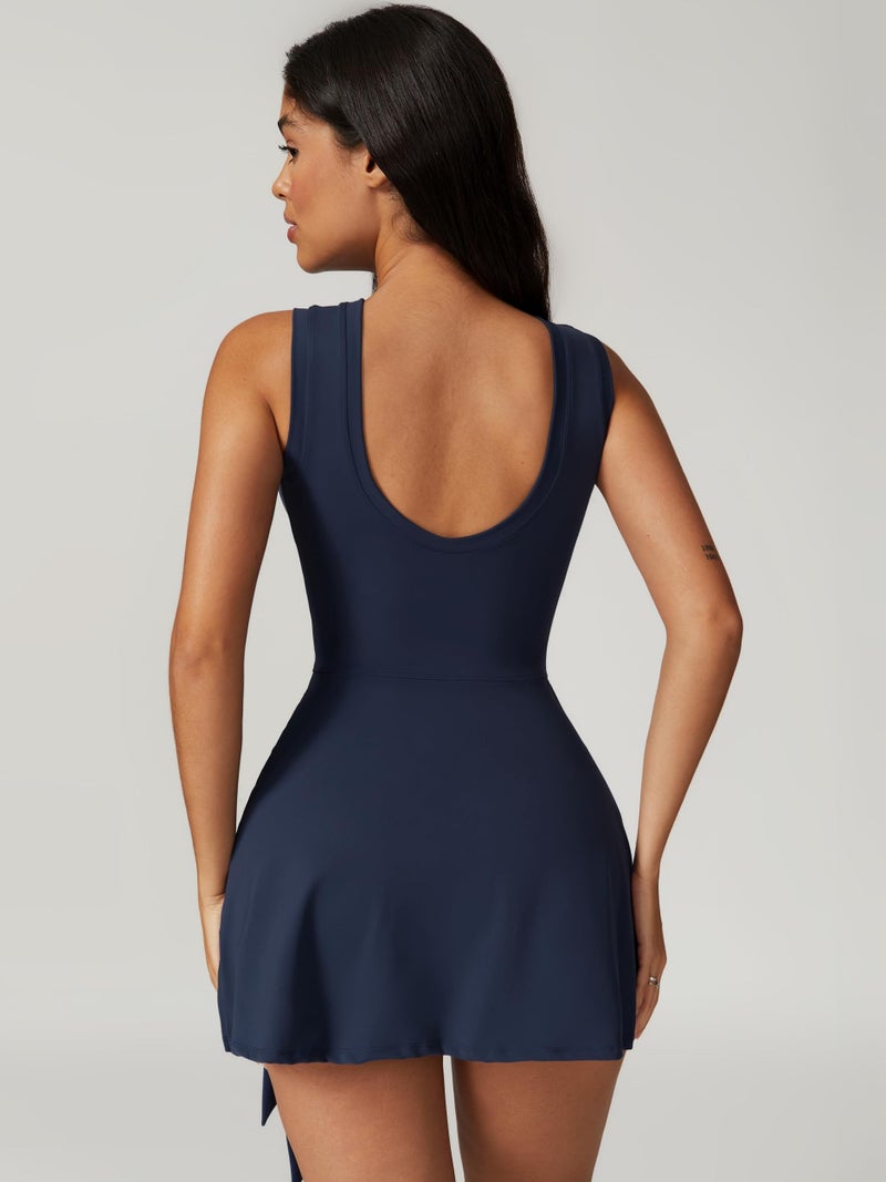ABOCIW Athletic Dress for Women Tennis Dress with Built in Shorts Sleeveless Workout Rompers Short Jumpsuits Navy X-Large - Image 2