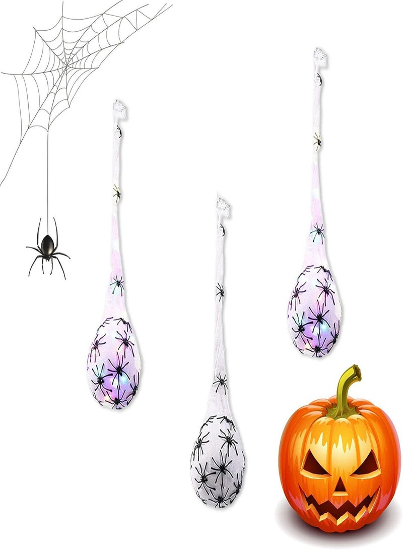 GGOOT 5 Pcs 3 Pcs Halloween Decoration - Led Glowing Spiders Eggs - Spider Hangings Egg Sacs For Yard Lawn Haunted House Party Supplies - Image 1