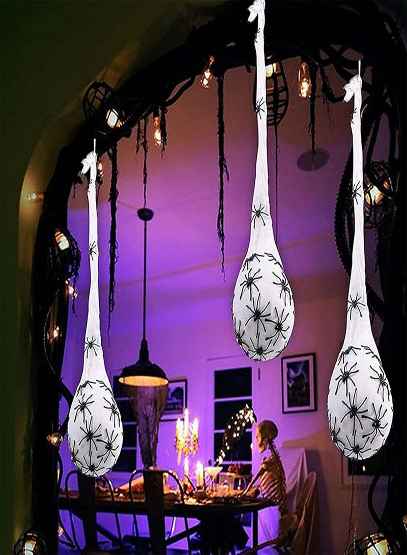 GGOOT 5 Pcs 3 Pcs Halloween Decoration - Led Glowing Spiders Eggs - Spider Hangings Egg Sacs For Yard Lawn Haunted House Party Supplies - Image 5
