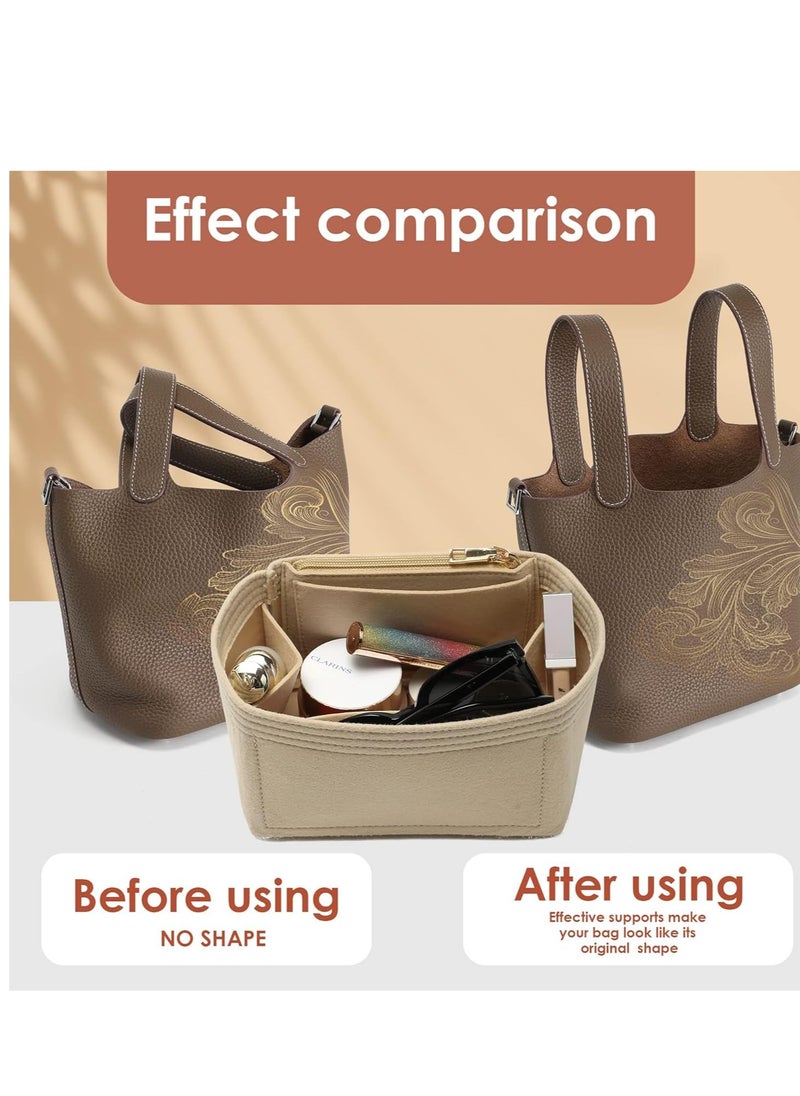 Skycare - Skycare Organizer Insert - Felt Handbag Dividers with Zippers, 6 Pockets Tote Bag Organizer Fits H Picotin 18 and Picotin 22. - Image 1