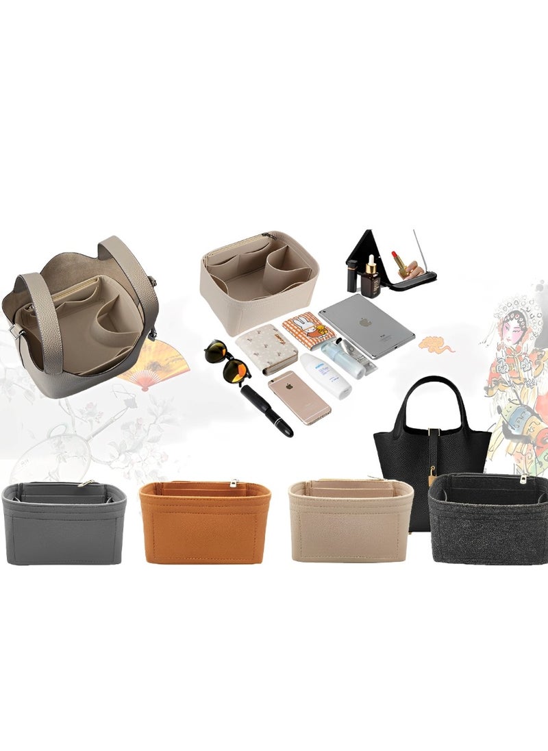 Skycare - Skycare Organizer Insert - Felt Handbag Dividers with Zippers, 6 Pockets Tote Bag Organizer Fits H Picotin 18 and Picotin 22. - Image 1