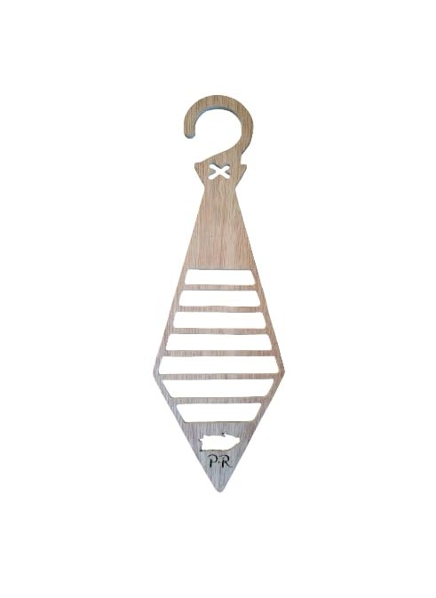 STONE X JALI CREATION Wooden Hanging Tie Rack Striped Pattern  - Image 1