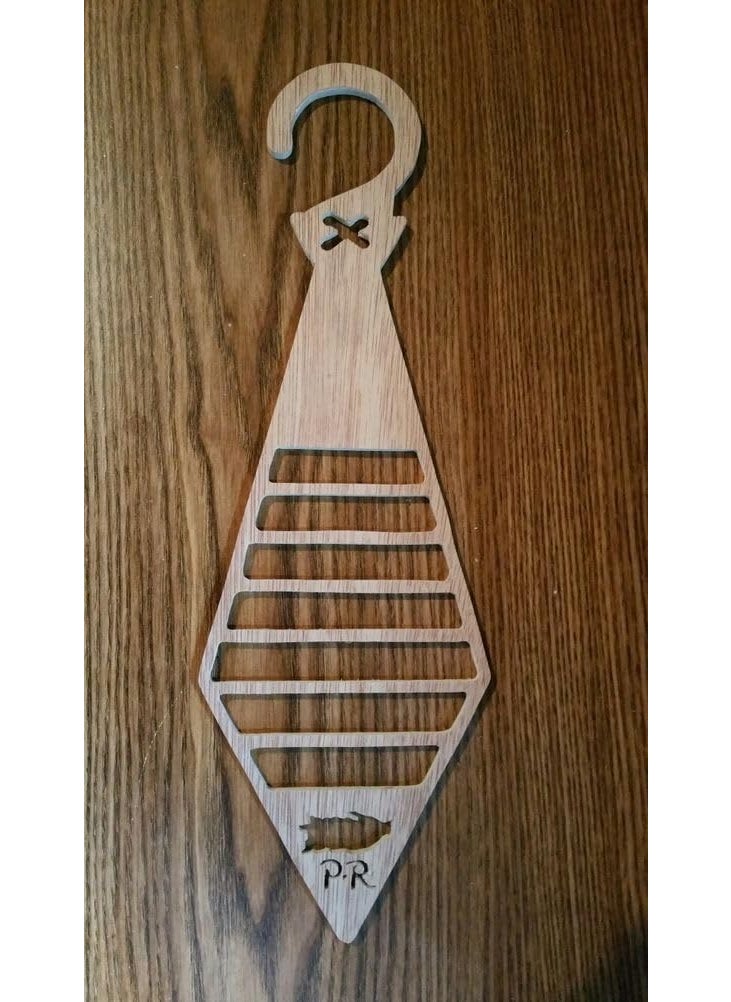 STONE X JALI CREATION Wooden Hanging Tie Rack Striped Pattern  - Image 2