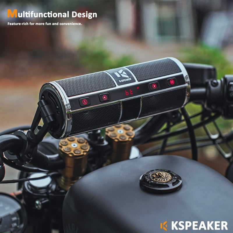 KSPEAKER مكبرات صوت دراجة نارية KSPEAKER بلوتوث راديو نظام صوتي مقاوم للماء مع مضخم مدمج، رائع للدراجات الرباعية، سكوتر، دراجة، مركبة 12 فولت، مشغل MP3 معدني 3 بوصات، K2ch - Image 2