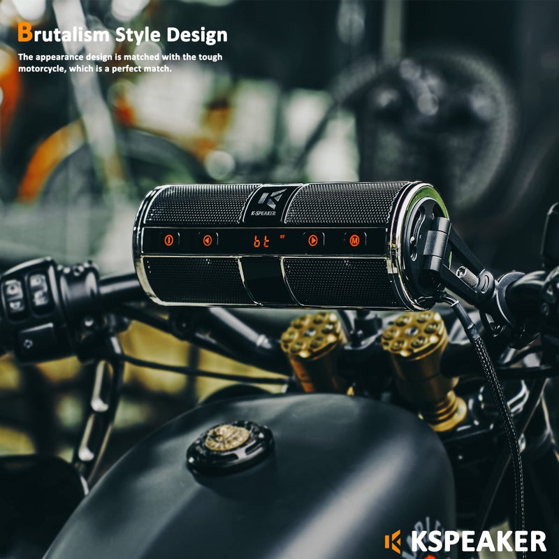 KSPEAKER مكبرات صوت دراجة نارية KSPEAKER بلوتوث راديو نظام صوتي مقاوم للماء مع مضخم مدمج، رائع للدراجات الرباعية، سكوتر، دراجة، مركبة 12 فولت، مشغل MP3 معدني 3 بوصات، K2ch - Image 3
