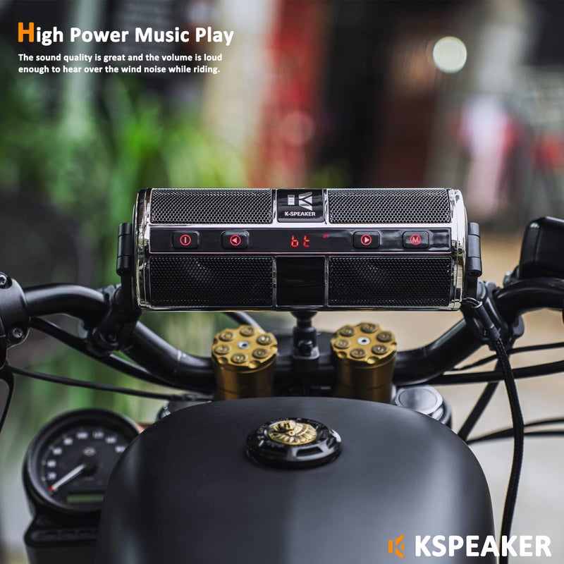 KSPEAKER مكبرات صوت دراجة نارية KSPEAKER بلوتوث راديو نظام صوتي مقاوم للماء مع مضخم مدمج، رائع للدراجات الرباعية، سكوتر، دراجة، مركبة 12 فولت، مشغل MP3 معدني 3 بوصات، K2ch - Image 4