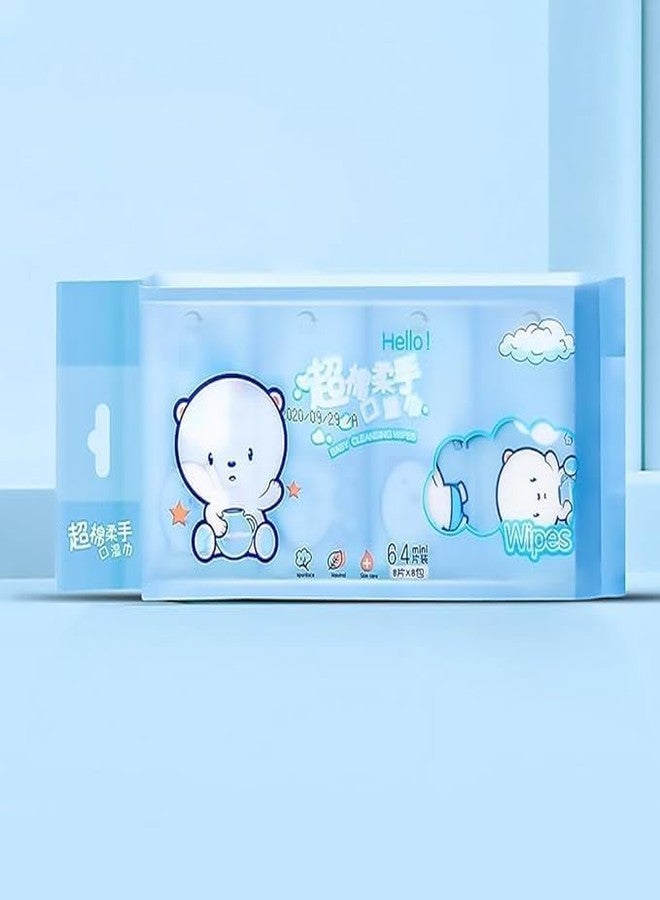 Onward Mini Baby Wipes Disposable Portable Pocket Water Wipes Baby Skin Care Wet Tissue Travel Children Baby Hand & Face Baby Sanitizing Cleansing/Moisturising Wipes For Fresh(64 Wipes X 1 Pack) - Image 5