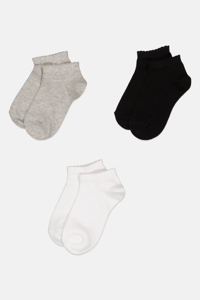 Joe Boxer Toddlers Girl 3 Pairs Solid Ankle Socks, Multicolor  - Image 3