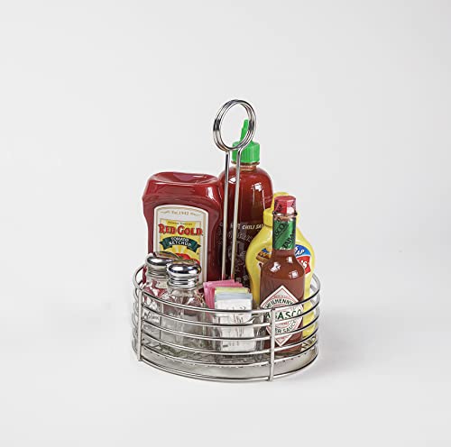Get G.E.T. 4-81866 Stainless Steel Round Stainless Steel Condiment Caddy Stainless Steel Table Caddies Collection, 8.5" - Image 1