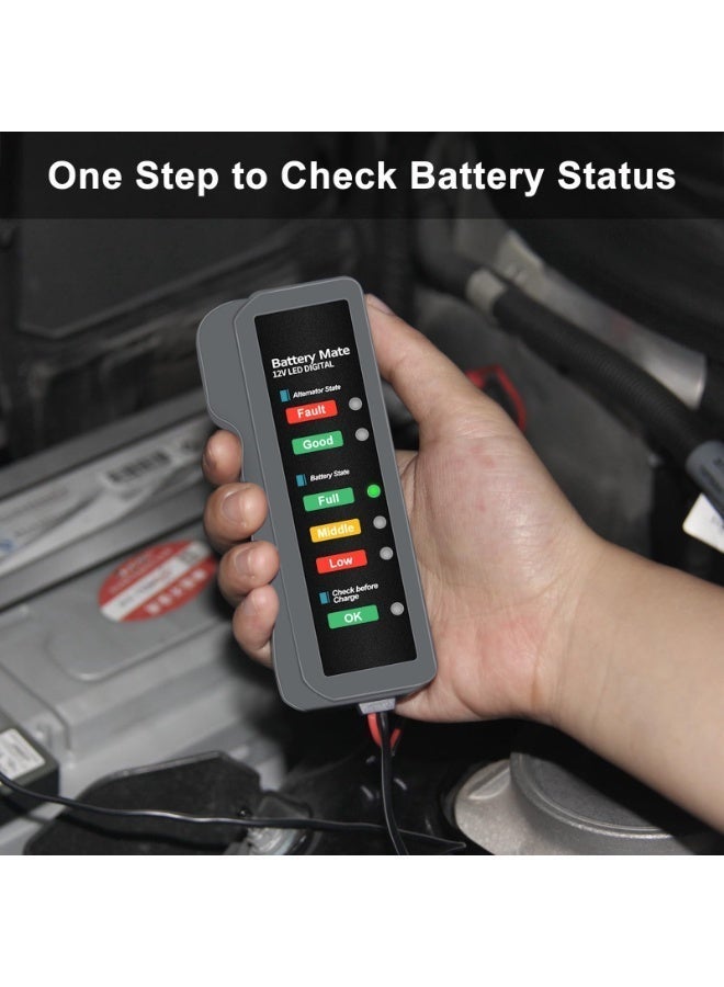 Valiant Glow 12V Car Battery Tester, Automotive Digital Battery Alternator Tester with LED Indication, Detector Checker to Test Battery Condition & Alternator Charging, Car Accessories - Image 3