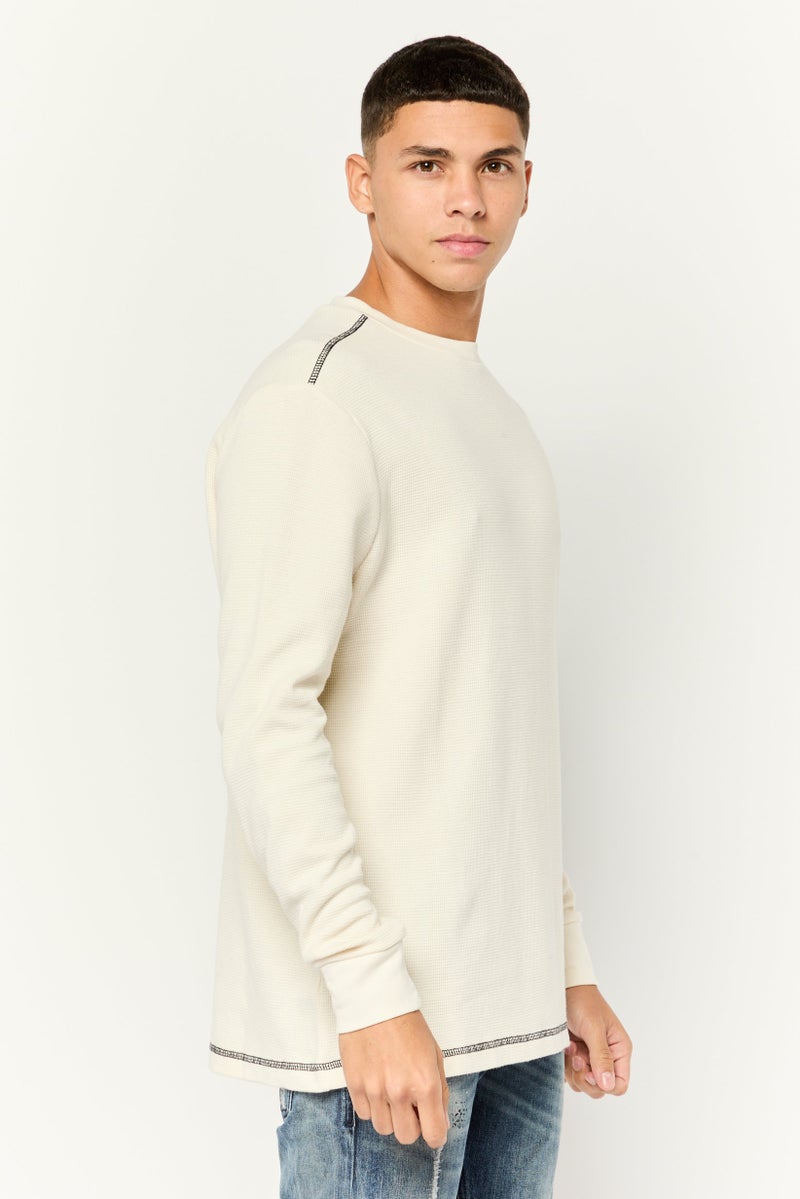 KANGOL Men Crew Neck Embroidered Logo Long Sleeves Sweatshirt, Ivory - Image 3