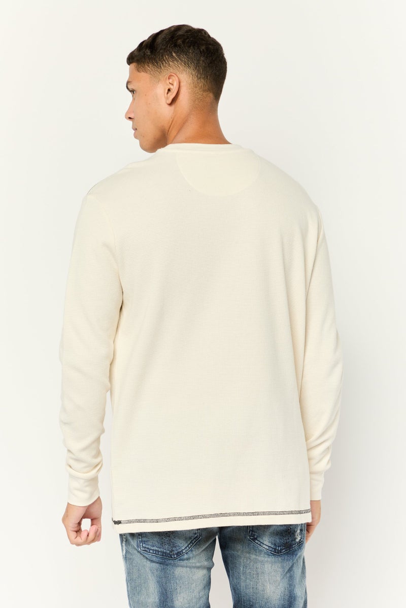 KANGOL Men Crew Neck Embroidered Logo Long Sleeves Sweatshirt, Ivory - Image 2