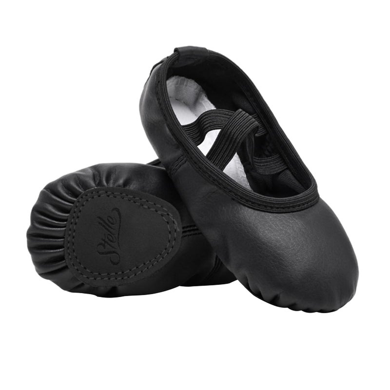 Stelle Ballet Shoes for Girls Toddler Ballet Slippers Soft Leather Boys Dance Shoes for Toddler/Little Kid/Big Kid (Black, 12ML) - Image 1