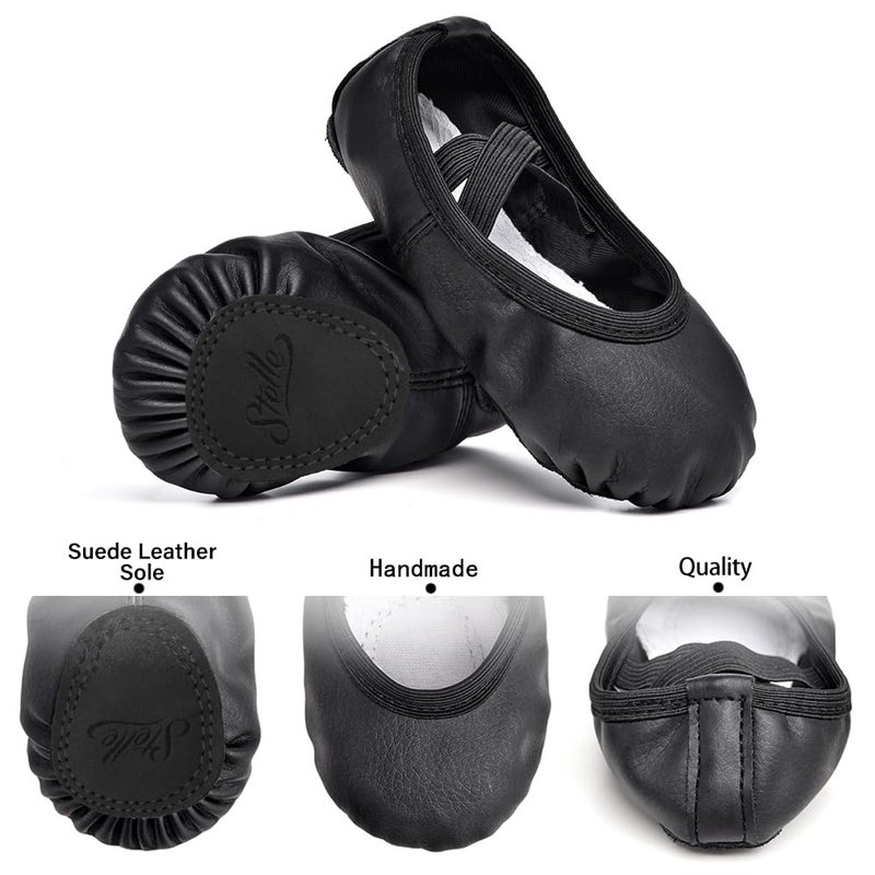 Stelle Ballet Shoes for Girls Toddler Ballet Slippers Soft Leather Boys Dance Shoes for Toddler/Little Kid/Big Kid (Black, 12ML) - Image 3