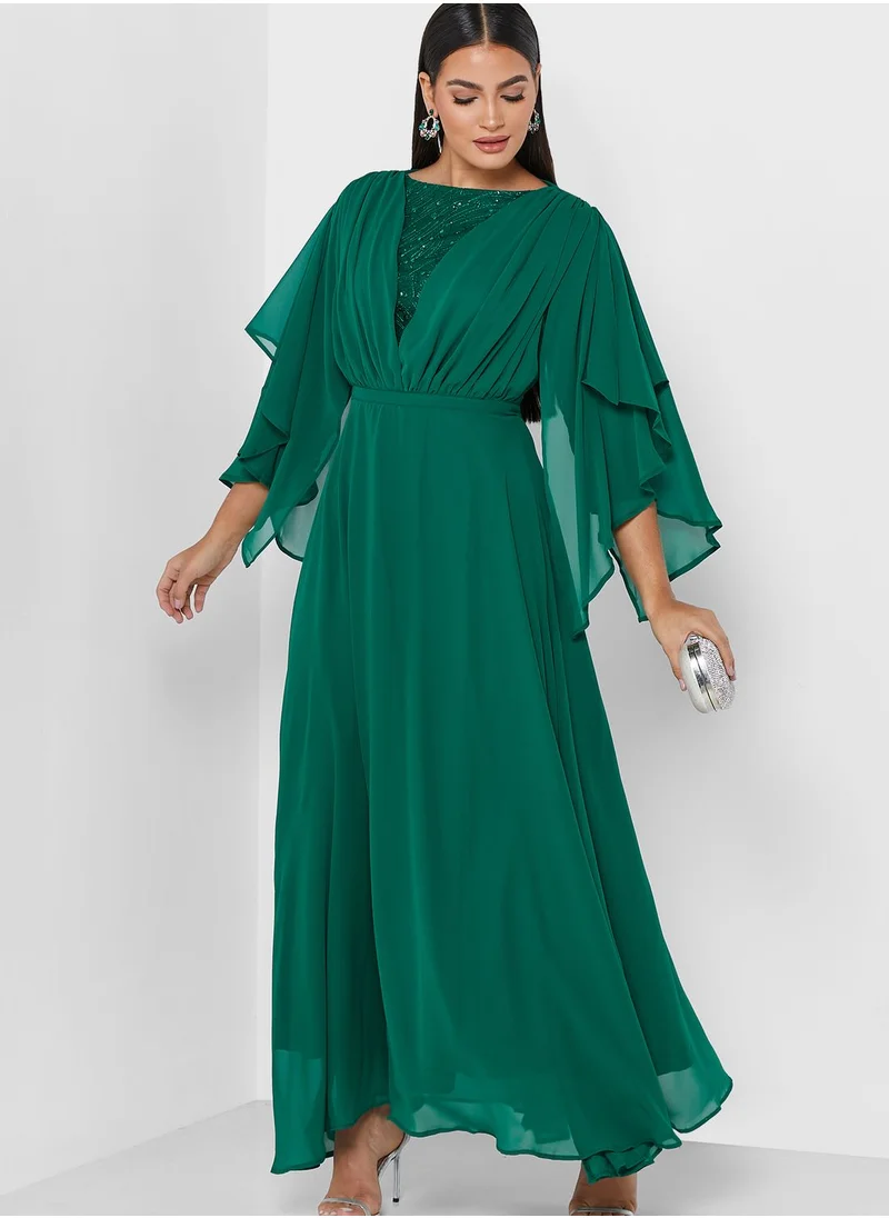 Khizana Embroidered Detail Shimmer Dress