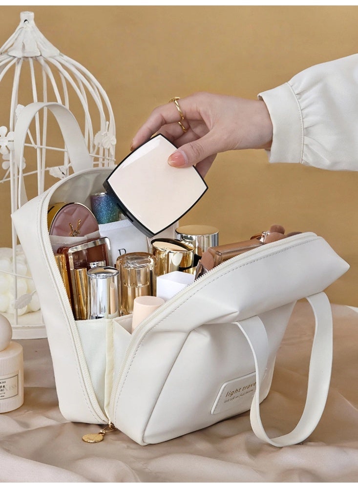 Milk Apricot White Shell Shaped Makeup Bag Delicate Form Compact Capacity and Stylish Travel Ready Design for Beauty Must Haves - Image 2