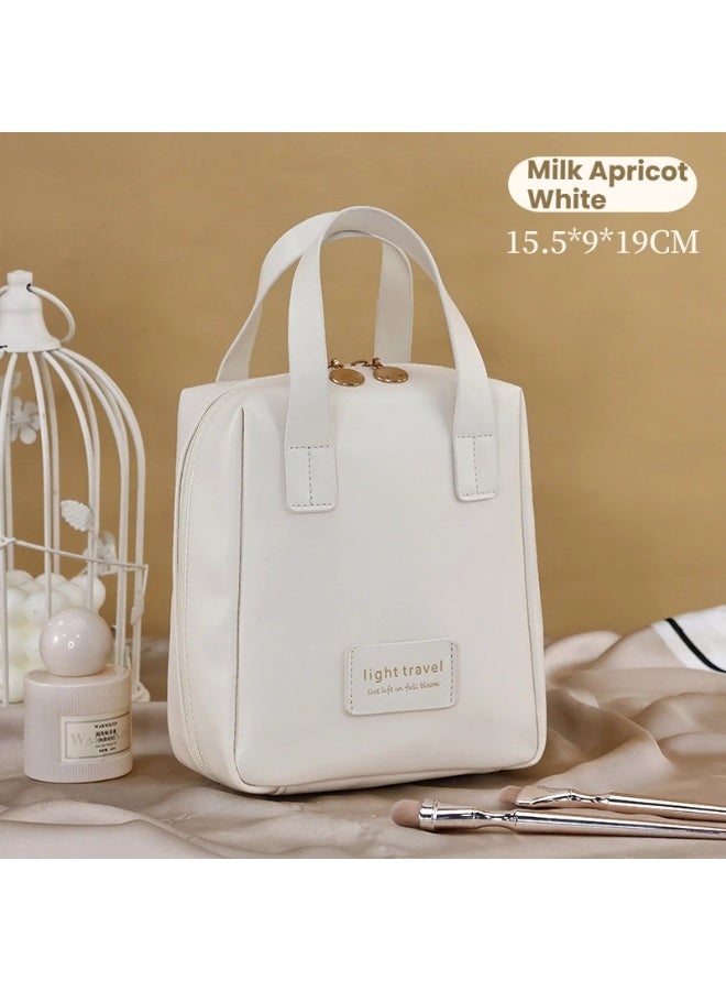 Milk Apricot White Shell Shaped Makeup Bag Delicate Form Compact Capacity and Stylish Travel Ready Design for Beauty Must Haves - Image 1
