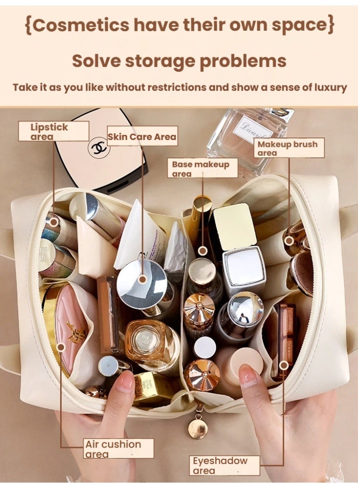 Milk Apricot White Shell Shaped Makeup Bag Delicate Form Compact Capacity and Stylish Travel Ready Design for Beauty Must Haves - Image 3