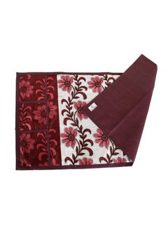 Kuber Industries Kuber Industries Floral Print Fridge Cover With Side Pockets|Fridge Top Cover|Refrigerator Cover|Washable Cotton Material|6 Utility Pockets (Cream & Red)  - Image 3