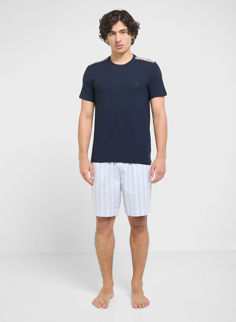 EMPORIO ARMANI Beachwear Logo Crew Neck T-Shirt - Image 4