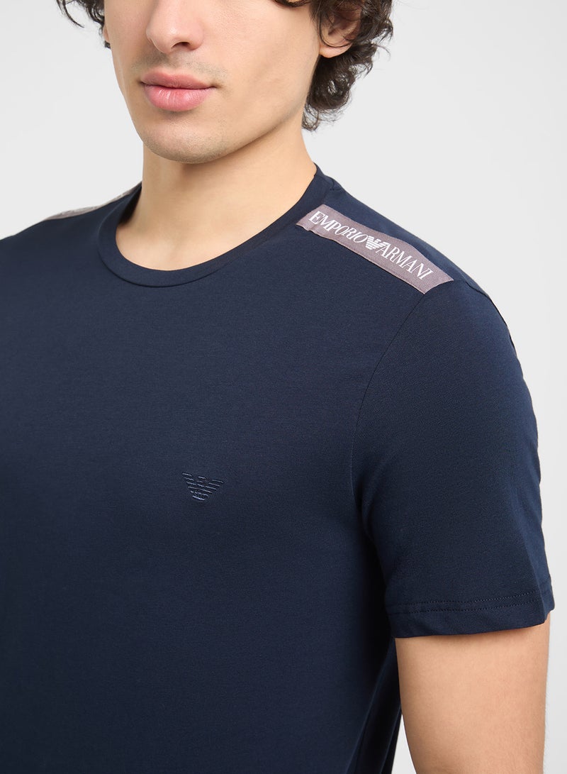 EMPORIO ARMANI Beachwear Logo Crew Neck T-Shirt - Image 3