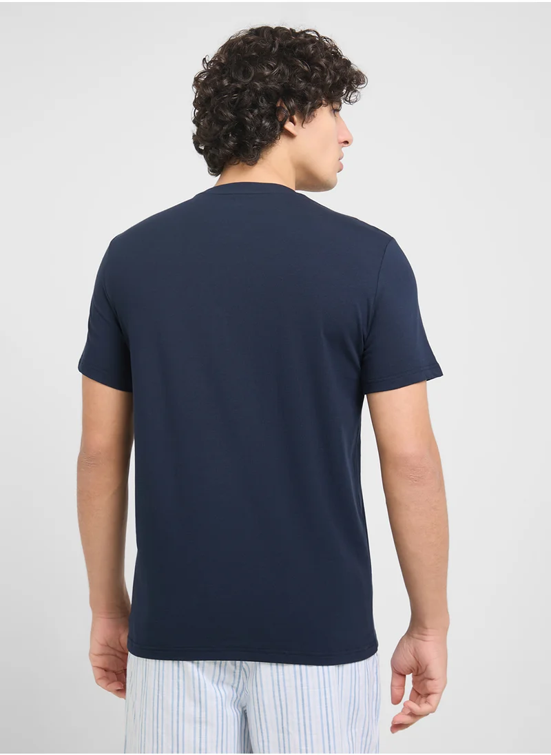 امبوريو ارماني Beachwear Logo Crew Neck T-Shirt