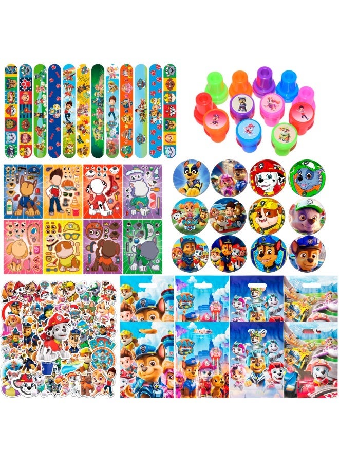 ILovhaprty Paw Patrol Party Favors for 12 Guests, 114pcs Pup Party Favors packs - Paw Patrol Gift Bag Badge Seal Slap Bands Sticker etc Pup-Themed Party Favors for Kids - Image 1