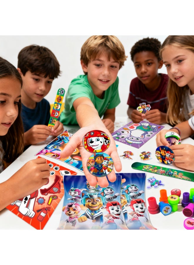 ILovhaprty Paw Patrol Party Favors for 12 Guests, 114pcs Pup Party Favors packs - Paw Patrol Gift Bag Badge Seal Slap Bands Sticker etc Pup-Themed Party Favors for Kids - Image 4