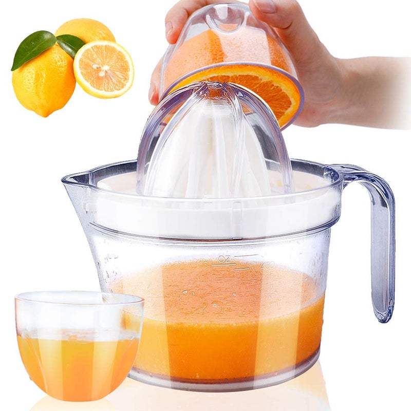 Sunhanny Citrus Juicer, Sunhanny Orange Lemon Manual Hand Squeezer, Anti-Slip Lid Rotation Reamer Lime Press, 17-Ounce Capacity, Clear - Image 1